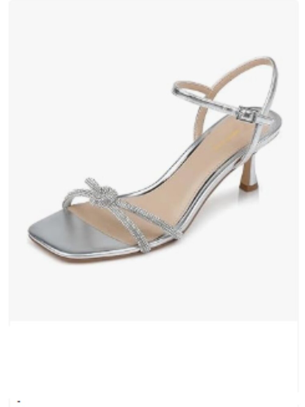 Wansseny Silver Strap Knot Open Toe Summer Sandals High Heel Ankle Strap Shoes